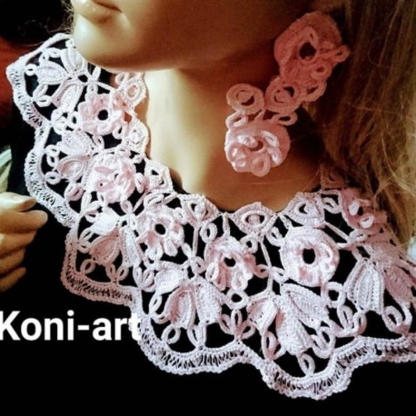 Ręcznie wykonany koronkowy kołnierzyk autorstwa Małgorzaty Stanaszek